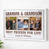 Grandpa And Grandson Best Friends For Life, Personalized Custom Photo Canvas Print Wall Art, Father's Day Gift for Grandpa from Grandson