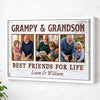 Grampy And Grandson Best Friends For Life, Personalized Custom Photo Canvas Print Wall Art, Father's Day Gift for Grampy from Grandson