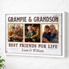 Grampie And Grandson Best Friends For Life, Personalized Custom Photo Canvas Print Wall Art, Father's Day Gift for Grampie from Grandson