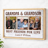 Grandpa And Grandson Best Friends For Life, Personalized Custom Photo Canvas Print Wall Art, Father's Day Gift for Grandpa from Grandson