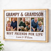 Grampy And Grandson Best Friends For Life, Personalized Custom Photo Canvas Print Wall Art, Father's Day Gift for Grampy from Grandson