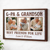 G-Pa And Grandson Best Friends For Life, Personalized Custom Photo Canvas Print Wall Art, Father's Day Gift for G-Pa from Grandson