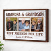 Grandpa And Grandson Best Friends For Life, Personalized Custom Photo Canvas Print Wall Art, Father's Day Gift for Grandpa from Grandson