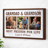 Grandad And Grandson Best Friends For Life, Personalized Custom Photo Canvas Print Wall Art, Father's Day Gift for Grandad from Grandson