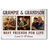 Grampie And Grandson Best Friends For Life, Personalized Custom Photo Canvas Print Wall Art, Father's Day Gift for Grampie from Grandson