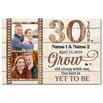 Personalized 30 Years Together Grow Old Along With Me Canvas Wall Art, Custom Photo Timeless Love Keepsake