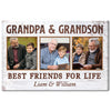 Grandpa And Grandson Best Friends For Life, Personalized Custom Photo Canvas Print Wall Art, Father's Day Gift for Grandpa from Grandson