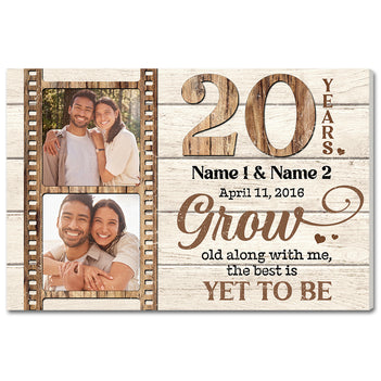 Custom 20th Wedding Anniversary Grow Old Along With Me Canvas Wall Art, Keepsake For Husband And Wife