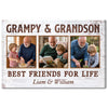 Grampy And Grandson Best Friends For Life, Personalized Custom Photo Canvas Print Wall Art, Father's Day Gift for Grampy from Grandson