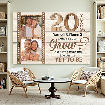 Custom 20th Wedding Anniversary Grow Old Along With Me Canvas Wall Art, Keepsake For Husband And Wife