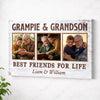 Grampie And Grandson Best Friends For Life, Personalized Custom Photo Canvas Print Wall Art, Father's Day Gift for Grampie from Grandson