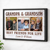 Grandpa And Grandson Best Friends For Life, Personalized Custom Photo Canvas Print Wall Art, Father's Day Gift for Grandpa from Grandson