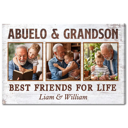 Abuelo And Grandson Best Friends For Life Personalized Custom Photo Canvas Print Wall Art Father’s Day Gift