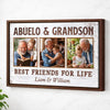 Abuelo And Grandson Best Friends For Life Personalized Custom Photo Canvas Print Wall Art Fathers Day Gift from - Brown