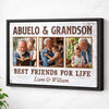 Abuelo And Grandson Best Friends For Life Personalized Custom Photo Canvas Print Wall Art Fathers Day Gift from - Black