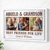 Abuelo And Grandson Best Friends For Life Personalized Custom Photo Canvas Print Wall Art Fathers Day Gift from - White