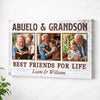 Abuelo And Grandson Best Friends For Life Personalized Custom Photo Canvas Print Wall Art Fathers Day Gift