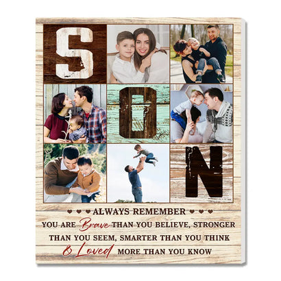 Personalized Son Canvas Always Remember You Are Braver Than Believe Custom Photo Wall Art Gift from Parents - 11x14