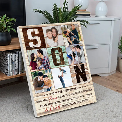 Personalized Son Canvas Always Remember You Are Braver Than Believe Custom Photo Wall Art Gift from Parents - 11x14