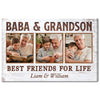 Baba And Grandson Best Friends For Life Personalized Custom Photo Canvas Print Wall Art Father’s Day Gift