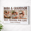 Baba And Grandson Best Friends For Life Personalized Custom Photo Canvas Print Wall Art Father’s Day Gift