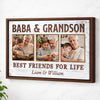 Baba And Grandson Best Friends For Life Personalized Custom Photo Canvas Print Wall Art Father’s Day Gift