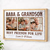 Baba And Grandson Best Friends For Life Personalized Custom Photo Canvas Print Wall Art Father’s Day Gift