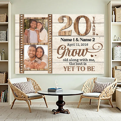Custom 20th Wedding Anniversary Grow Old Along With Me Canvas Wall Art Keepsake For Husband And Wife