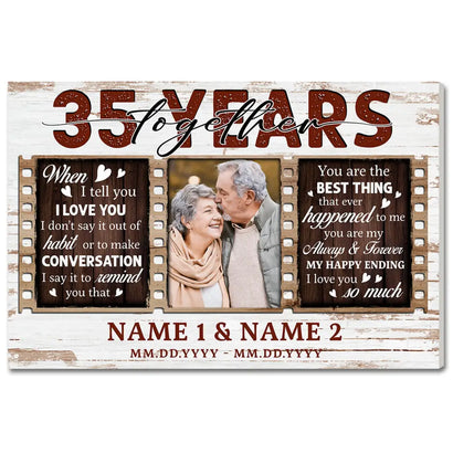 Custom 35th Anniversary Wall Art - Personalized Canvas Gift for Couples