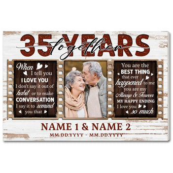 Custom 35th Anniversary Wall Art - Personalized Canvas Gift for Couples - 12x9