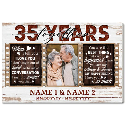 Custom 35th Anniversary Wall Art - Personalized Canvas Gift for Couples - 12x9