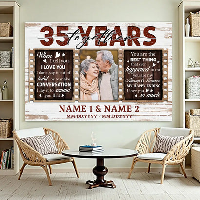 Custom 35th Anniversary Wall Art - Personalized Canvas Gift for Couples