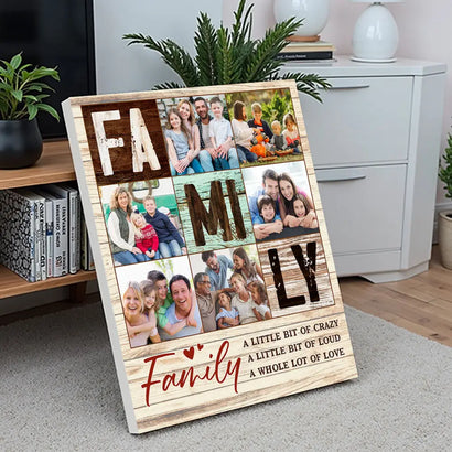 Custom Family A Little Bit Of Loud Whole Lot Love Canvas Personalized Photo Wall Art Home Decor Gift Idea - 11x14
