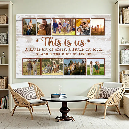 Custom Family Canvas Wall Art - This Is Us Saying Personalized Photo