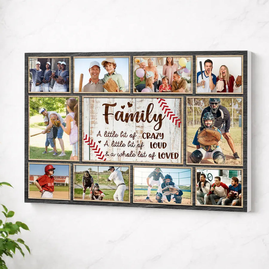 Custom Photo Baseball Family A Little Bit Of Crazy Canvas Wall Art Personalized Sports Theme Home Decoration Gift