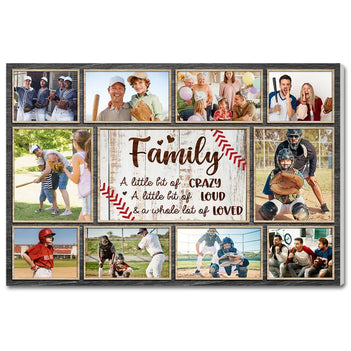Custom Photo Baseball Family A Little Bit Of Crazy Canvas Wall Art Personalized Sports Theme Home Decoration Gift