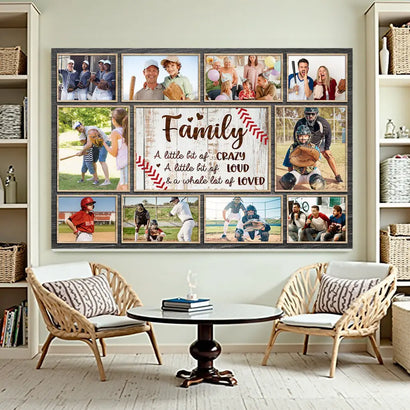 Custom Photo Baseball Family A Little Bit Of Crazy Canvas Wall Art Personalized Sports Theme Home Decoration Gift