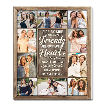 Custom Photo Canvas Friends Are Connected Heart to Wall Art Gift For Friend On Birthday Or Friendship Day - 11x14