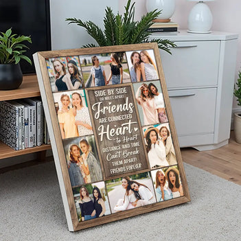Custom Photo Canvas Friends Are Connected Heart to Wall Art Gift For Friend On Birthday Or Friendship Day - 11x14