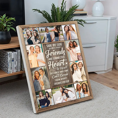 Custom Photo Canvas Friends Are Connected Heart to Wall Art Gift For Friend On Birthday Or Friendship Day - 11x14