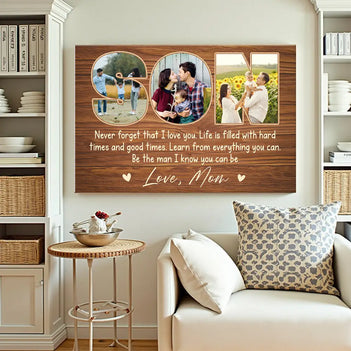 Custom Photo Canvas Son Never Forget That I Love You Personalized Wall Art Gift From Mom For On Birthday Or Special