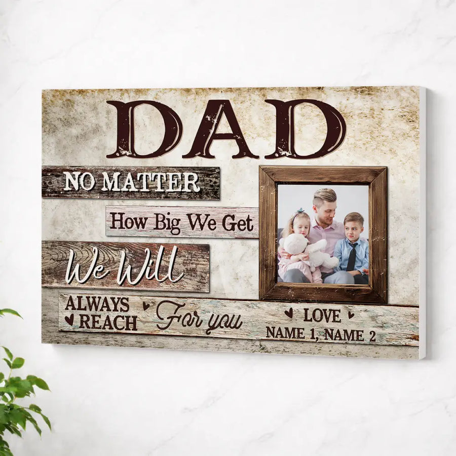 Custom Photo Canvas Print - Personalized Father’s Day Gift for Dad from Kids & Family - No Frame / 12x9