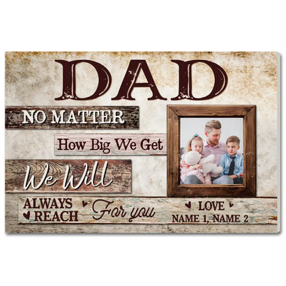 Custom Photo Canvas Print - Personalized Father’s Day Gift for Dad from Kids & Family - 12x9