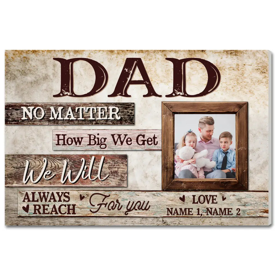 Custom Photo Canvas Print - Personalized Father’s Day Gift for Dad from Kids & Family - 12x9