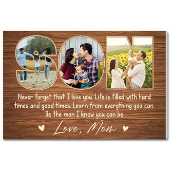 Custom Photo Canvas Son Never Forget That I Love You Personalized Wall Art Gift From Mom For On Birthday Or Special Days