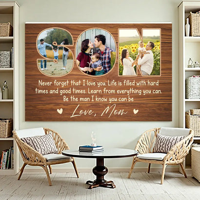 Custom Photo Canvas Son Never Forget That I Love You Personalized Wall Art Gift From Mom For On Birthday Or Special Days