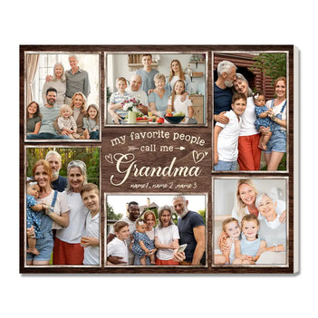 Custom Photo Collage My Favorite People Call Me Grandma Canvas Wall Art Personalized Mother’s Day Gift