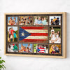 Custom Photo Collage Puerto Rican Family Canvas Wall Art Personalized Gift With Rico Flag - Natural Frame / 12x9
