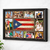 Custom Photo Collage Puerto Rican Family Canvas Wall Art Personalized Gift With Rico Flag - Black Frame / 12x9