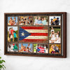 Custom Photo Collage Puerto Rican Family Canvas Wall Art Personalized Gift With Rico Flag - Brown Frame / 12x9